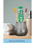 Diş Fırçalığı Tezgah Üstü Gümüş Eskitme Renk Diş Fırçası Standı Vazo Model